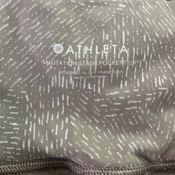 Athleta Salutation Stash Pocket Tight Leggings Beige Size Large - Picture 4 of 4